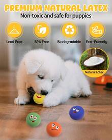 Juguetes chirriantes para perros SCHITEC, paquete de 6 pelotas chirriantes interactivas de látex: juguetes suaves para buscar cachorros y perros pequeños - color - Ver 4