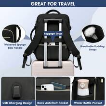 Large Carry On Travel Backpack: Flight Approved 40L Waterproof TSA Personal Item Daypack For Women Weekender Bag Fit 17inch Laptop Luggage Backpack Traveling Business With USB Port And 3 Packing Cubes - 黑色 - 查看 4