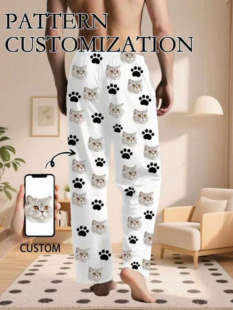 1 chiếc quần pajama nam có thể tùy chỉnh. Họa tiết cá nhân hóa. Quần pajama trắng mềm mại, nhẹ. Đồ mặc nhà. Trang phục thường ngày. Có thể mặc ngoài trời. Quần pajama là món quà bất ngờ tuyệt vời dành cho chồng vào dịp Giáng sinh, Halloween, sinh nhật, Ngày Valentine. - Nhiều màu - Xem 2