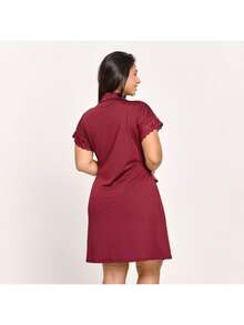 Hoby Robe Microfiber Luxury Sensual Comfort Hobby Bathrobe Honeymoon Nightwear | 811 - 酒紅色 - 查看 5