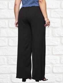 Duna Women's Plus Size Wide Leg Pants Kit 3 - White Black Military Green - View 5