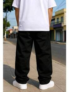 Dazzling Men's Original Plus Size Wide Leg Jeans - Black - Twill - View 2
