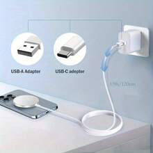 15W Magnetic Wireless Charger Compatible With IPhone 12/13/14/15/16 Series, Magsafe Apple Charger, Type C + USB A Interfaceoffice,Dorm,Homephone Charger - Silvery White - View 6