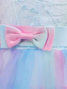 Girls Rainbow Tulle Dress, Princess Dress, Flower Girl Dress, Performance Dress, Girls Floral Dress