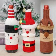 Christmas Decorations Santa Claus Wine Bottle Covers, Knitted Champagne Bottle Sleeves, For Restaurant Holiday Settings Christmas, Halloween, Thanksgiving Gifts Easter Gifts Christmas Decorations Christmas Gifts Christmas Decorations Home Christmas Gifts Christmas Decor