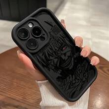 Fundas para iPhone 17,16, 15, 14, 13, 12, 11 Pro Max Mini XR XS X 7 8 Plus -  Anime Temática Antigolpes y Suave TPU con Diseño de Miedo Caliente - Negro - Ver 4