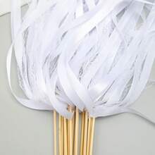 10/20/50 件白色丝带魔杖仙女风格花丝带配金/银铃铛派对用品，用于婚礼、圣诞节挥手欢呼