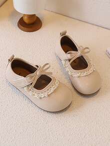Sapatos baixos Mary Jane fofos e confortáveis para meninas, outono 2025 - Bege - Ver 4