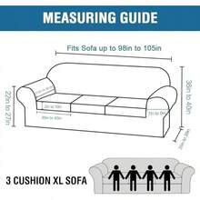 Real Plush 3 Piece Stretch Sofa Covers 2 Cushion Couch, Up To 90 Inch Width, Thick Soft And Stay In Place (Large Sofa, Black), Sofa Slipcovers