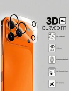 2PCS Camera Lens Protector Compatible With Iphone 17 17Pro 17Pro Max 16 15 14 13 12 11 16Pro Promax 3D Rear Lens Tempered Glass Film Compatible With Iphone 17 Air 17 Lens Cover Anti-Scratch, Tempered Glass, Easy To Install. - Clear - View 4
