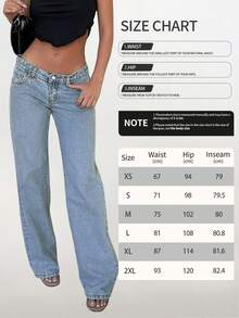 Quần jeans nữ dáng suông, kiểu dáng thường ngày, hiệu ứng giặt mài, túi cài nút và khóa kéo, chiều dài đầy đủ, chất liệu denim dệt không co giãn. - Rửa nhẹ - Xem 9