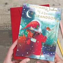 Charming Christmas Card With Envelope (11cm*16cm) - Perfect For Friends, Family & Special Occasions - High-Quality, Creative Holiday Greeting For Grandson