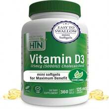 Health Thru Nutrition Vitamin D3 5,000iu 360 Mini Softgels For Maximum Benefit Year Supply | 125mcg Cholecalciferol | 3rd Party Tested | Non-GMO USP Grade In Organic EVOO | Immune Health Support - Flavor NameB - 查看 1