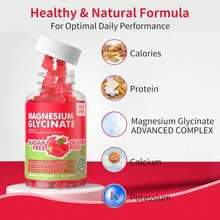 Magnesium Glycinate Gummies 1000mg - Sugar Free Magnesium Potassium Supplement With Vitamin D, B6, CoQ10 For Calm Mood &Amp; Sleep Support - 180 Mango Pineapple - Flavor NameF - View 2