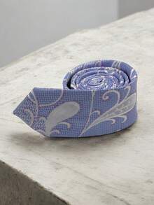 Luxury Men's Skinny Ties Polyester Silk Solid Polka Dot Striped Check Skinny Jacquard Groomsman Tie - 淡紫色 - 查看 3