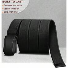 Cinturn De Hombre, Cinturn De Nylon De Malla Elstica Tctica Militar Adecuado Para La Caza A Pie Pantalones Vaqueros De 1, 5 Pulgadas Reemplazable - Black2102 + Ajuste de cintura de 115 cm/34"-38" - Ver 4