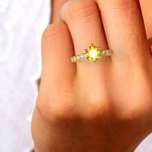 1pc Stainless Steel Fashion Simple Exquisite 4-Claw Diamond Engagement Ring, Romantic Minimalist Design For Women - 4-claw Diamond Ring - View 10