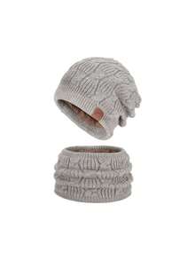 مجموعة قبعة وشال وقفازات للنساء 3 قطع / مجموعة قبعة وشال 2 قطعة / قبعة بيني مضفرة للنساء منفردة مع واقي للأذن، خريف/شتاء