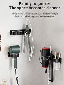 1个多功能吹风机支架，壁挂式吹风机收纳架，浴室吹风机架，吹风机整理架，浴室配件，浴室收纳整理 - 彩色 - 查看 6