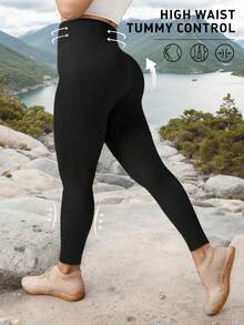 Damskie legginsy z wysokim stanem – spodnie modelujące brzuch, nieprześwitujące, sportowe, miękkie, do jogi, do biegania, w dużych rozmiarach