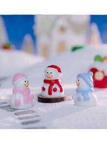 6 pièces Décorations de Noël, figurines mignonnes de bonhomme de neige avec écharpe - Convient pour les scènes enneigées miniatures, la décoration DIY, les accessoires de voiture, la décoration de bureau et de maison, les décorations de fête - Ornements en résine adorables