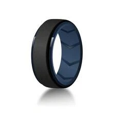 7Pcs 8mm Silicone Rings For Men, Breathable Inner Grooves Rubber Wedding Band, Flexible Sport Fitness Jewelry Gift For Him, Durable Workout Rings Set - Multicolor - View 10
