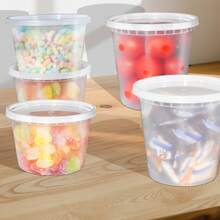 45 Sets Of Transparent Plastic Storage Containers With Lids [8/16/24/32 Ounces], For Food Storage, Made Of PP Material, Heat-Resistant Soup Cups, Leak-Proof, Microwaveable, Reusable, Suitable For Holding Fruits, Snacks, Vegetables, Noodles, Rice Soup, Suitable For Family Gatherings, Restaurants, Catering Services, And Halloween And Christmas Parties., Home Decor, Party & Christmas Storage - 45 Sets - 查看 3