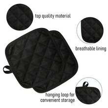 2 Stück/4 Stück schwarze quadratische hitzebeständige Topfuntersetzer, Küchen-Mikrowellen-Ofenhitzeisolierungsmatten, Muss-Haves für Zuhause und Küche, Küchengeräte und -ausstattung als praktische Weihnachtsgeschenke