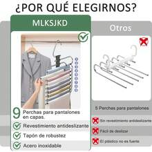 4 PCS Perchas Ganchos para Pantalones Ropa de 36 Niveles Acero Inoxidable Multifuncional, organizadores Ropa Plegables Antideslizantes, Bufandas, Pantalones, Corbata, Colgador, ahorra espacio (4) - 4 - Ver 7