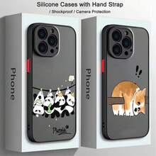 Patrón de arte de oso de dibujos animados compatible con Apple 16 15 14 13 12 XR XS Pro Plus funda protectora de TPU suave transparente mate - Colores mixtos - Ver 1