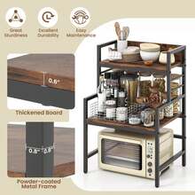 3-Tier Microwave Stand W/ Storage Shelves Heavy-Duty Metal Frame Rack Organizer - Default - View 7