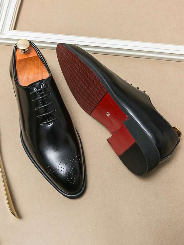 Men's Formal Dress Shoes, Luxury Business Formal Oxford Shoes In Black And Brown, Pointed Toe Dress Shoes For Wedding, Office, Gentleman Work, 2025 New Fashion Party Brogue Casual Comfortable Derby Shoes