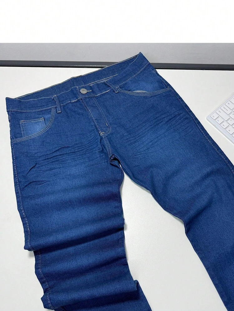 kit 3 Calças Jeans Premium Para Trabalho Masculina 100% algodão Elastano Várias Lavagens - preta/escura/mídia - Visão 2