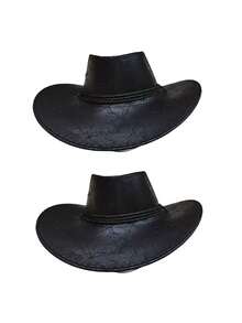 1 pieza Sombrero de vaquero de PU agrietado, material de PU suave, unisex para Halloween, vuelta al colegio, uso diario, viajes, vacaciones, celebraciones y actividades al aire libre