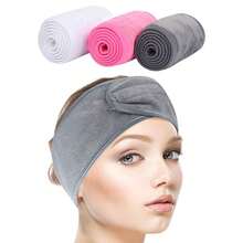 SINLAND Spa Headband For Women 3 Counts Adjustable Makeup Hair Band With Magic Tape,Head Wrap For Face Care, Makeup And Sports - 多彩*3 - 查看 2