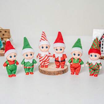 3 Pieces Tiny Doll Christmas Miniature Twins Red And Green Newborn Elf Gifts Stocking Stuffers For New Year Holiday Decorations Xmas Prop Accessories(Stripe Suit) Home Decor Christmas Decorations Room Decor Christmas Decorations Home Christmas Gifts Christmas Decor