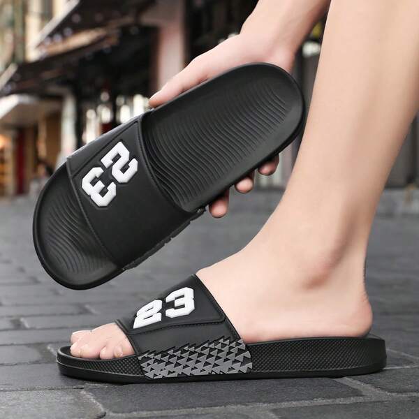 صندل رجالي مطبوع عليه حرف، صندل شاطئ مريح خفيف الوزن، للتخييم والرياضات الخارجية، مقاوم للتآكل وسريع الجفاف ومقاوم للروائح الكريهة، صندل حمام داخلي