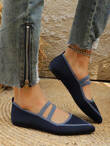 Preppy Style Women's Pointed Toe Flats, Fall, Autumn, Suitable For Home Wear All Seasons