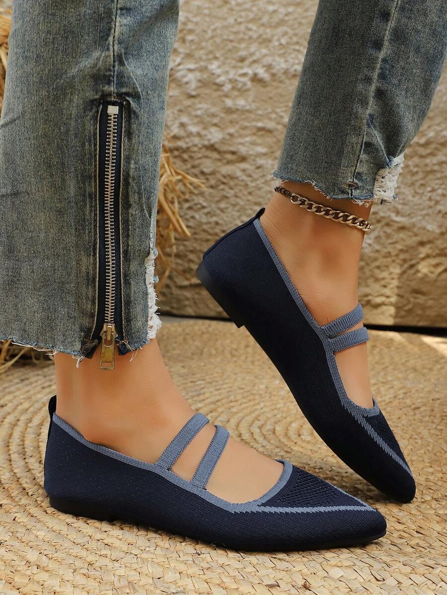 Preppy Style Women's Pointed Toe Flats, Fall, Autumn, Suitable For Home Wear All Seasons