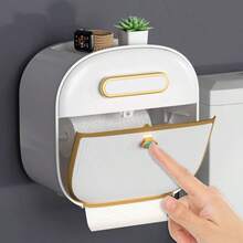 Wall-Mounted Toilet Paper Holder - Waterproof, No Drilling Required, With Convenient Drawer, Easy Self-Adhesive Installation, Bathroom Decor For Autumn - MultiWarna - View 9