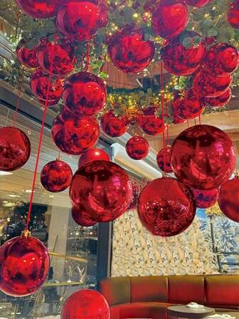 10 piezas Globos de espejo rojos inflables de aluminio - Bolas de discoteca reutilizables, adecuadas para fiestas, bodas y eventos, con un diseño de lámina de aluminio reflectante, perfectas para decoraciones impresionantes, decoración reflectante | Diseño de esfera gigante | Característica de autosellado, globos de fiesta con espejo.