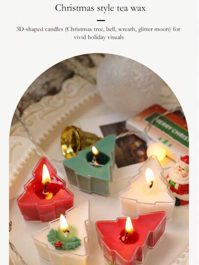 2 pièces de nouvelles bougies parfumées créatives pour Noël, sous forme d'arbres de Noël, de cloches et de lunes, convenant à de multiples scènes de décoration de la maison, décorations de Noël, décoration de la chambre, cadeaux de Noël