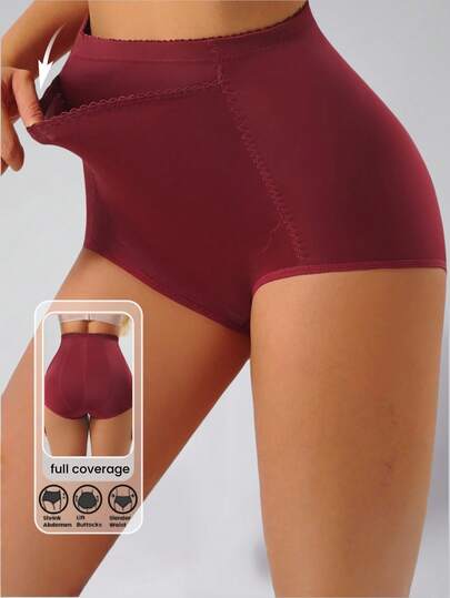 1 pieza Bragas deportivas de talle alto con control de abdomen y diseño de bolsillo delantero, transpirables, adecuadas para yoga, entrenamiento y uso diario, talla grande para mujer