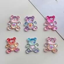 10 件混合透明果冻熊平背剪贴簿贴纸，用于制作耳环、发饰、珠宝、树脂工艺品装饰贴纸 - 彩色 - 查看 9