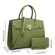 Women's Fashion Handbag And Wallet Set With Adjustable Crossbody Strap Large Shoulder Bag And Small Clutch 2-Piece Combo, Metal Swivel Lock Accessory, Ideal For Shopping, Travel And Business Commute - ÔLIU - Xem 2