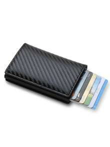 1pc Men's Simple Lightweight Open Wallet, Credit Card Holder, ID Card, Business Card Organizer, Birthday/Graduation/Christmas Gift - 黑色 - 查看 7
