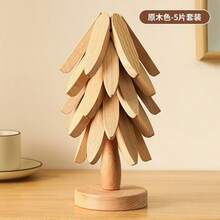 1 Set Of 3 Wooden Heat-Resistant Cup Coasters With Base, Creative Artwork For Dining Table, Decorations For Christmas, Housewarming, Wedding Or Religious Festivals - Multicolor - View 10