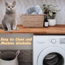 1 chiếc đệm nằm tròn dài mềm mại bằng vải nhung, thích hợp cho mèo hoặc chó nhỏ, cỡ vừa và nhỏ, ấm áp và thoáng khí cho mọi mùa, phù hợp cho chó và mèo, dễ vệ sinh, đồ dùng cho thú cưng. - Xám - Xem 2