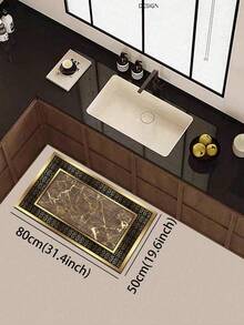 1片硅胶厨房地垫，仿大理石纹理，带金色纹路，外观奢华优雅