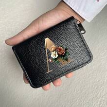 Portafoglio in pelle PU con stampa a lettere, cerniera a fisarmonica, porta carte di credito, portafoglio da uomo, regalo per uomo e donna, portafoglio da donna, portafoglio da uomo, porta carte di credito, portamonete, mini portafoglio, portafoglio - nero - Visualizzare 19